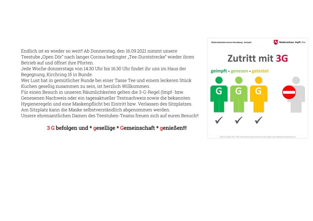 Teestube öffnet wieder seine Türen!! 25 Oeffnung Teestube