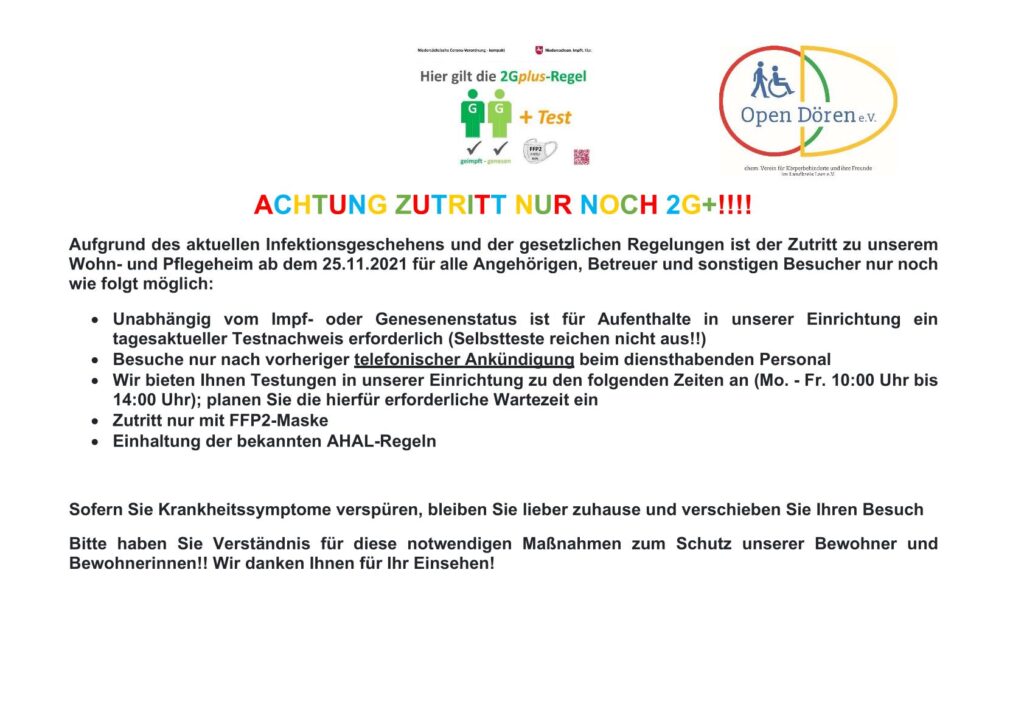 Zutritt nur noch mit 2G+