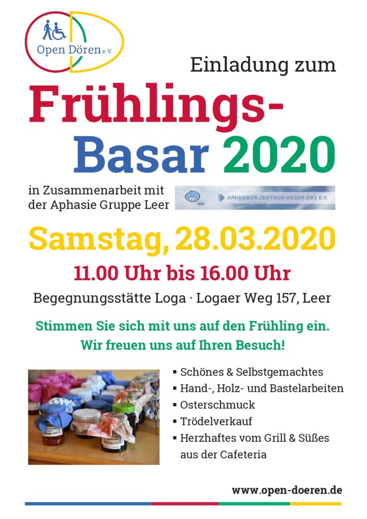 rühlingsbasar 28.03.2020 - Stimmen Sie sich mit uns auf den Frühling ein!!